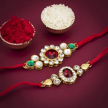 Sukkhi Exotic Gold Plated Rakhi with greeting card 2