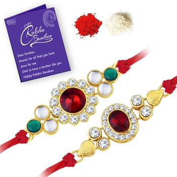 Sukkhi Exotic Gold Plated Rakhi with greeting card 1