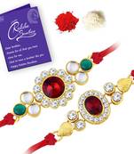 Sukkhi Exotic Gold Plated Rakhi with greeting card