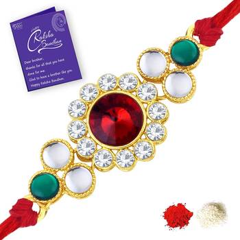 Sukkhi Exotic Gold Plated Rakhi with greeting card 5