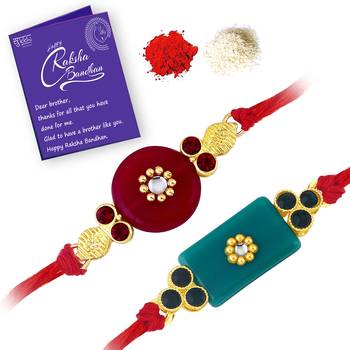 Sukkhi Exotic Gold Plated Rakhi with greeting card 1