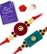 Sukkhi Exotic Gold Plated Rakhi with greeting card