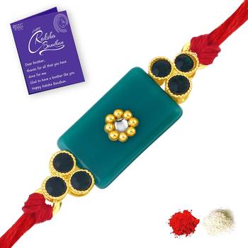 Sukkhi Exotic Gold Plated Rakhi with greeting card 4