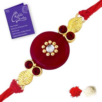 Sukkhi Exotic Gold Plated Rakhi with greeting card 5
