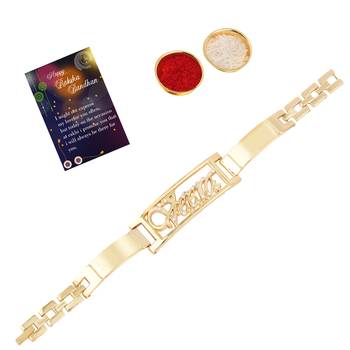 Rakhi Bracelet "VEERA" Daimond Stud For   Bhaiya Brother Bhai With Roli Chawal And  Greeting Card 1