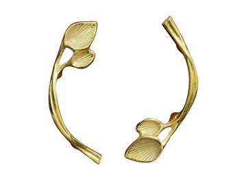 set of 2 Handle two leaf brass handle 1