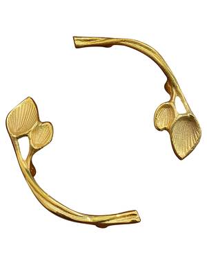 set of 2 Handle two leaf brass handle 3