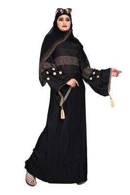 Khadija Fashion,Women's,Soft Nida Fabric Designer Sleeves Burqa For Women With Georgette Scarf. 1