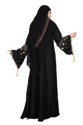 Khadija Fashion,Women's,Soft Nida Fabric Designer Sleeves Burqa For Women With Georgette Scarf. 2