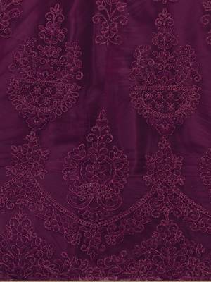 Purple woven net semi stitched lehenga 4