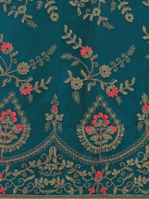 Dark-blue woven net semi stitched lehenga 4