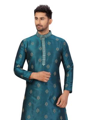 Green  embroidered kurta pajama 4