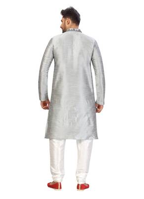 Grey Art Silk Dori work Kurta Pyjama 2