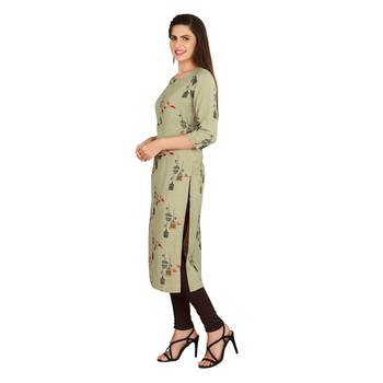 Grey printed rayon long-kurtis 3