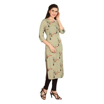 Grey printed rayon long-kurtis 4