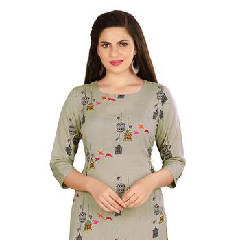 Grey printed rayon long-kurtis 5