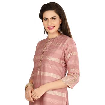 Pink embroidered silk long-kurtis 5