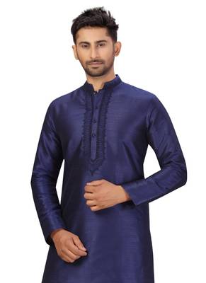 Blue Art Silk Dori work Kurta Pyjama 4
