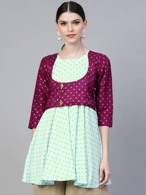Blue printed crepe tunics 1