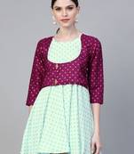 Blue printed crepe tunics