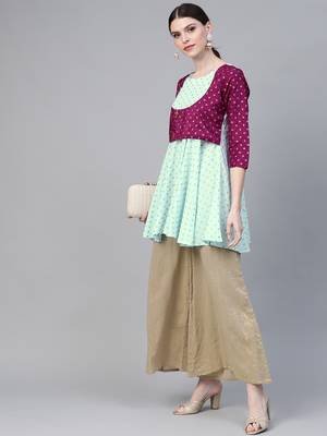 Blue printed crepe tunics 3
