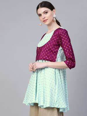 Blue printed crepe tunics 4