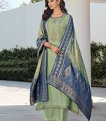 Green embroidered pure silk salwar