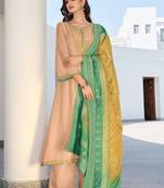 Beige embroidered pure silk salwar
