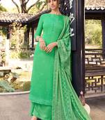 Green embroidered pure silk salwar