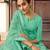 Teal embroidered pure silk salwar