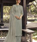 Grey embroidered pure silk salwar