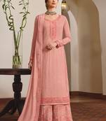 Peach embroidered chiffon salwar