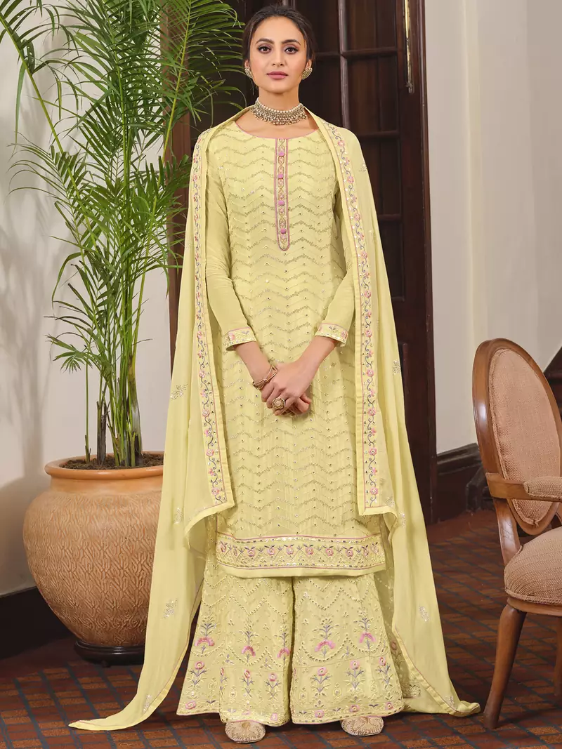 Orange cotton embroidered kurta set with dupatta