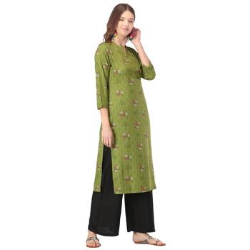 Light-green printed rayon long-kurtis 4