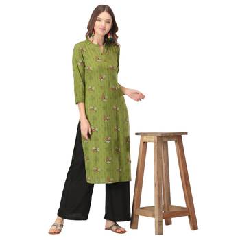 Light-green printed rayon long-kurtis 5