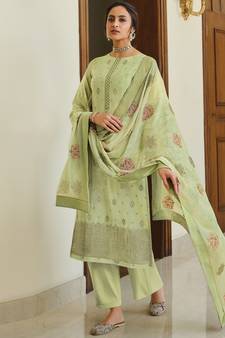 Green embroidered art silk salwar