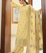 Yellow embroidered art silk salwar