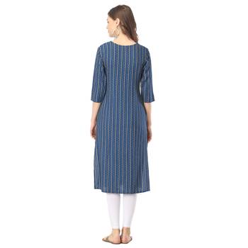 Blue printed rayon long-kurtis 2