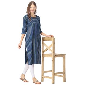 Blue printed rayon long-kurtis 5
