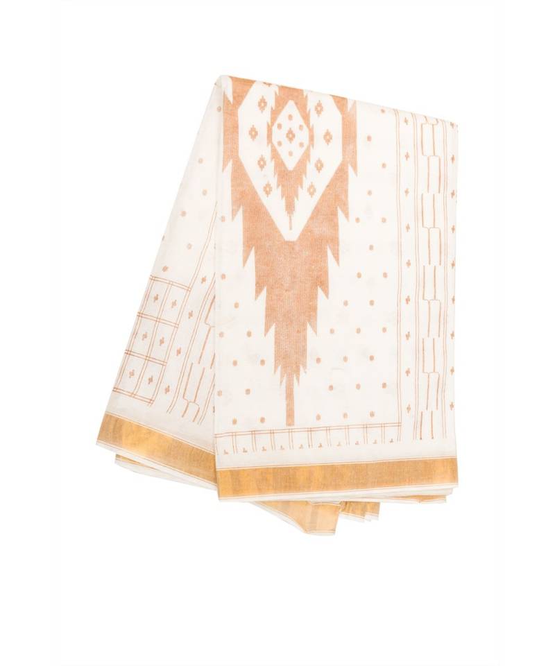 Pure Cotton Bengali Handloomcotton-sarees- Without Blouse Piece( MIRSH-1022-03 / Off- White)