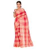 Pure Cotton Bengali Handloomcotton-sarees- Without Blouse Piece(MIRSH-1015-01 /  off white -Red )