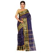 Pure Cotton Bengali Handloomcotton-sarees- Without Blouse Piece( MIRSH-1025 /  Navy Blue )