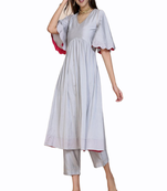 White plain silk long-kurtis