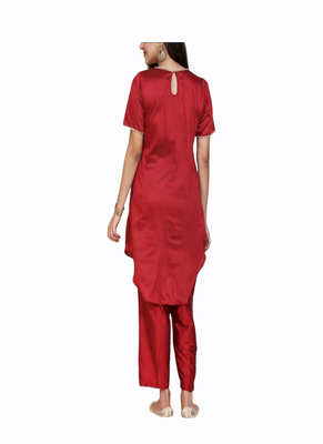 red cotton kurti with palazzo set 2