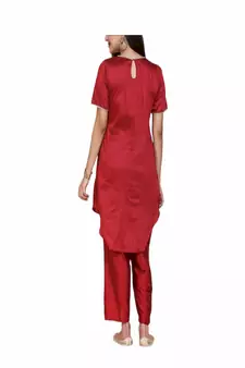red cotton kurti with palazzo set