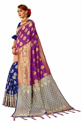 Multicolor woven art silk saree with blouse 2