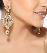 White Kundan And Cz Dangler Earrings