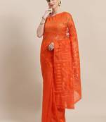 Orange Woven Design Jamdani Saree