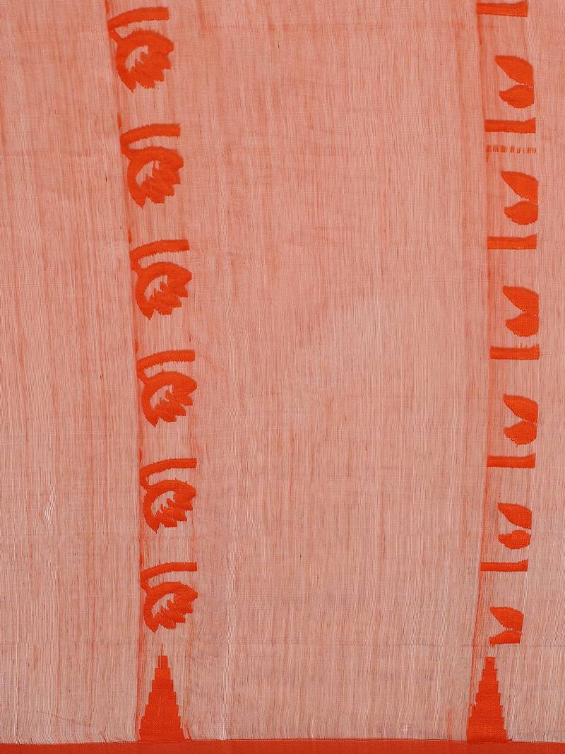 Orange Woven Design Jamdani Saree