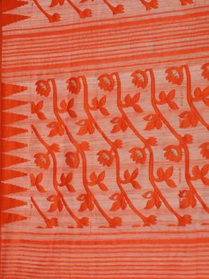 Orange Woven Design Jamdani Saree 4